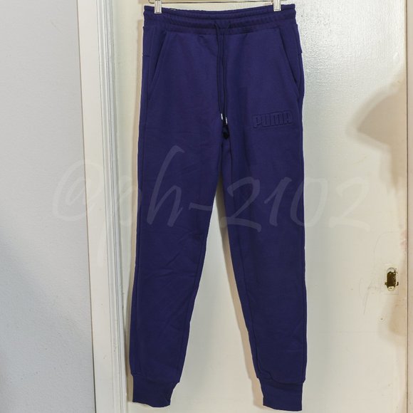 Puma Men's Fleece Jogger Pants Navy - Picture 2 of 10
